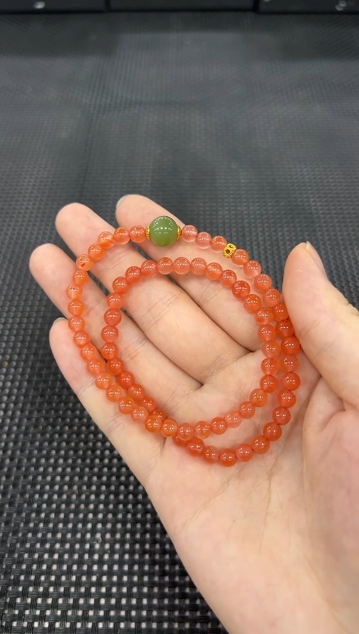 南红玛瑙项链未镶嵌DIY约5mm（多样性发一件）0271