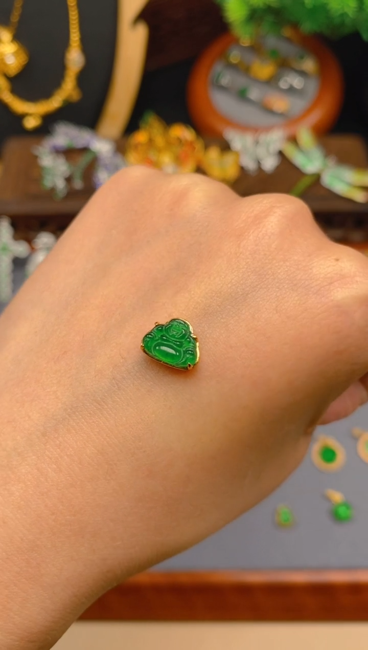 【闪购商品】翡翠吊坠(不含链)银S925镶嵌佛公潘多拉