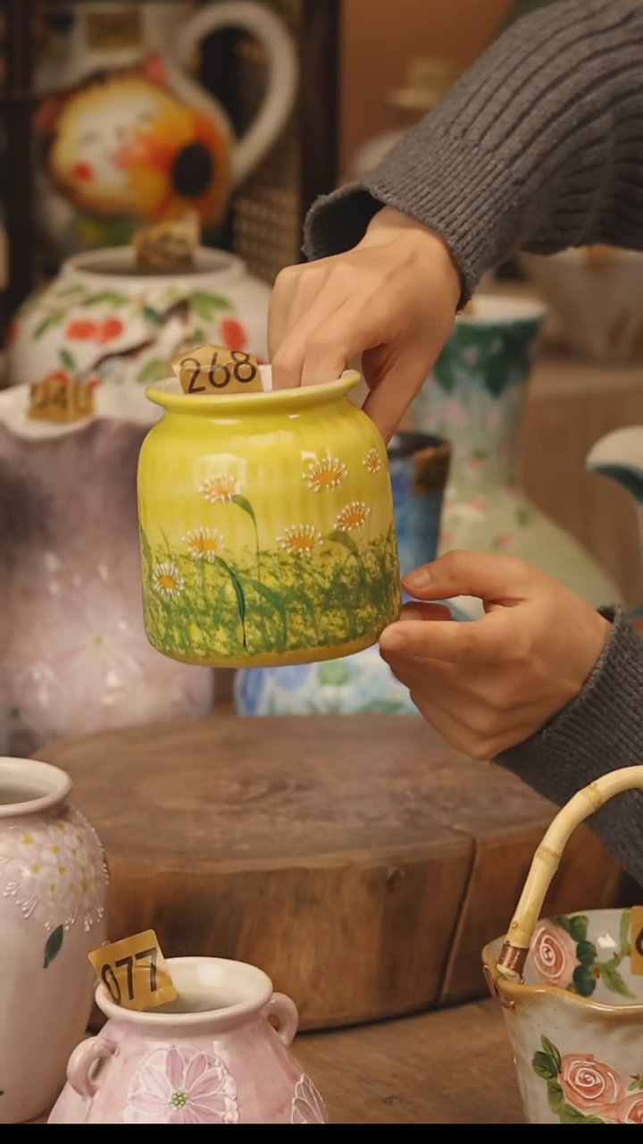 陶瓷景德镇设计师手作花器摆件侘寂风@M268@