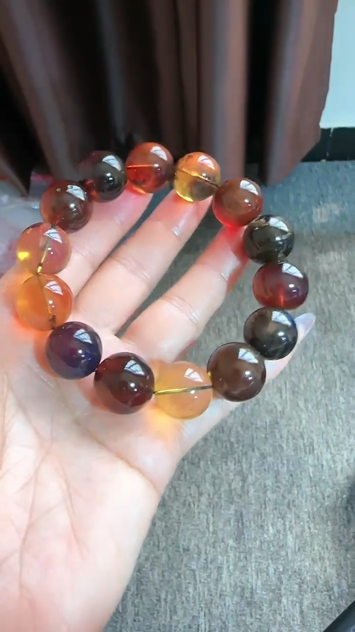 【闪购商品】琥珀手链未镶嵌规格16微瑕多宝手串#11