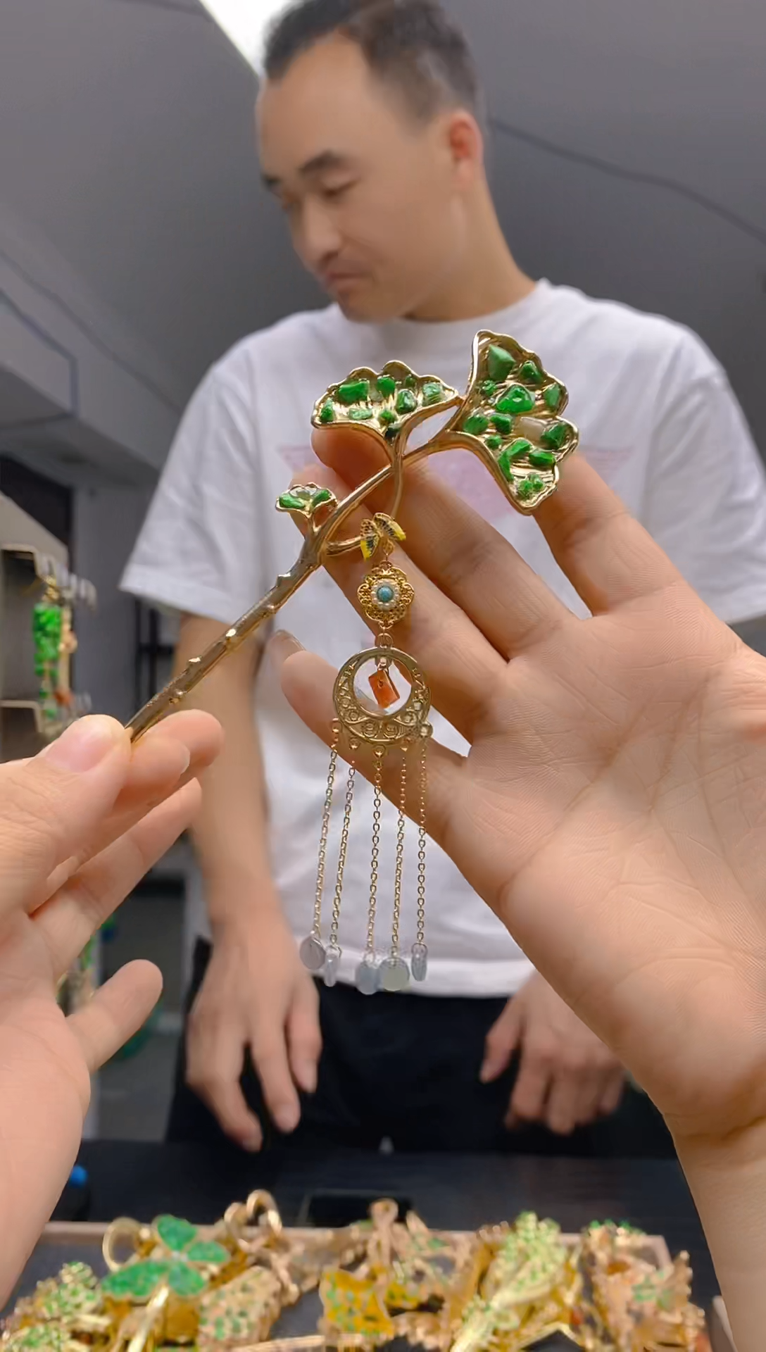 【闪购商品】翡翠耳饰合金054翡翠发簪