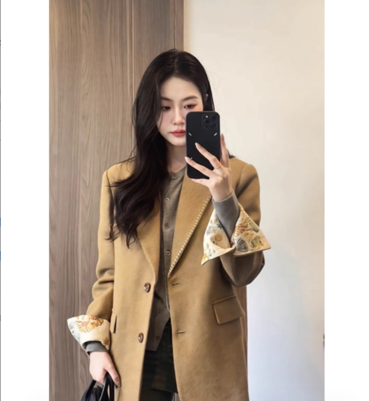 时尚气质小个子粗花呢西装外套女装2025春季新款宽松休闲上衣