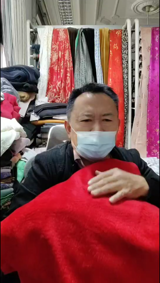 红色纯色雪花绒绒布料