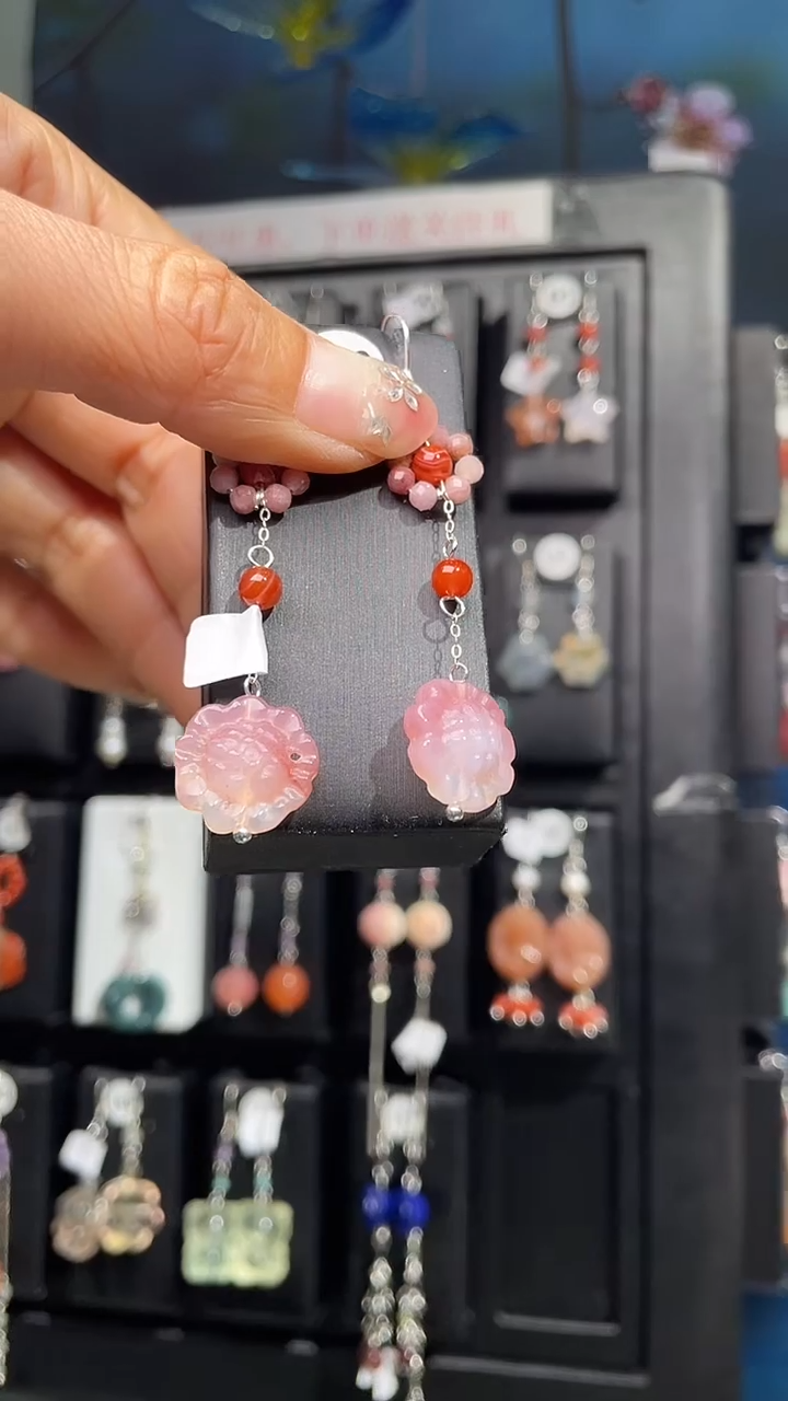 未镶嵌耳饰玛瑙/玉髓风* 风雪