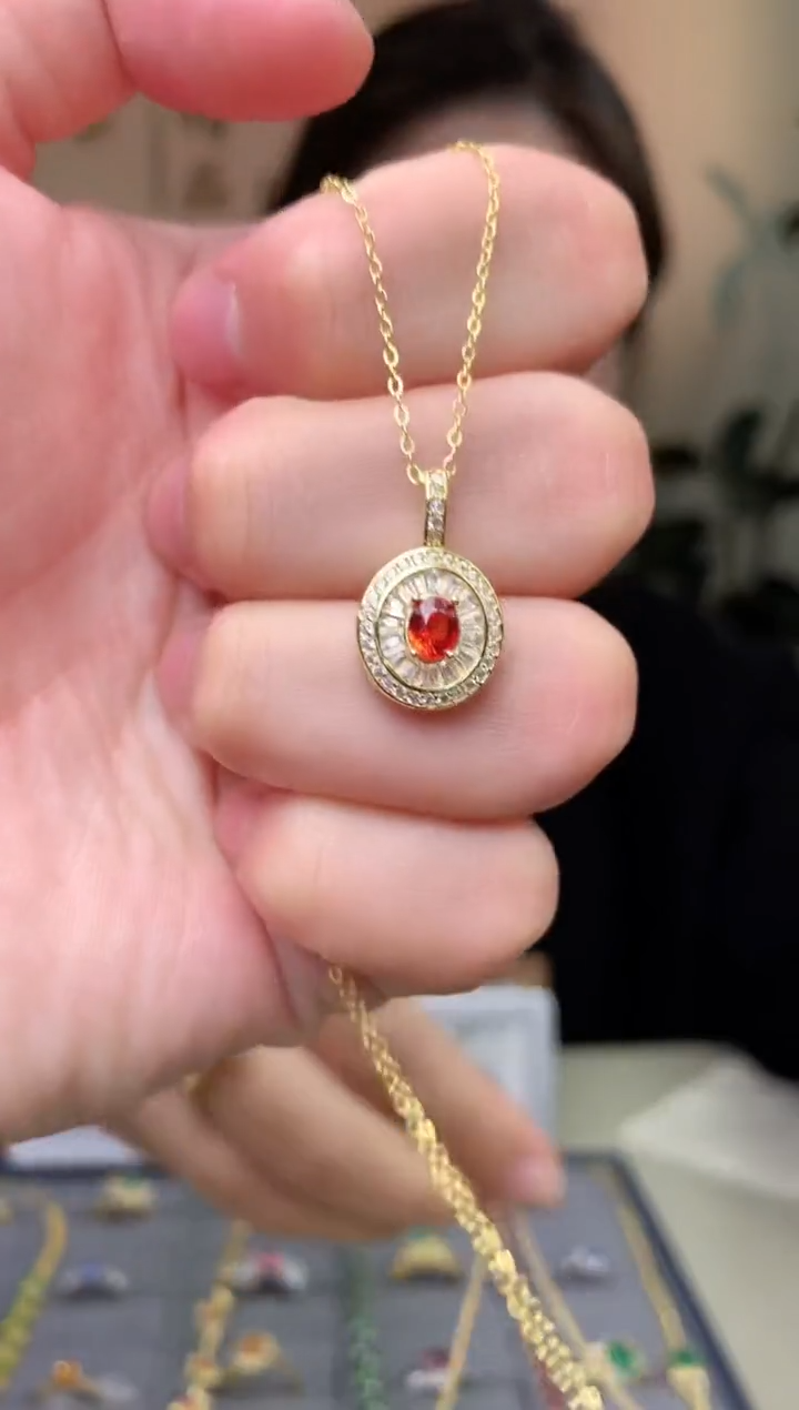 【闪购商品】蓝宝石颈饰银S925镶嵌吊坠