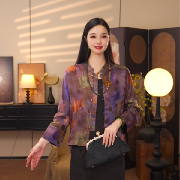 【静待花开】2025新款春夏外套新中式宽松气质显瘦上衣女款