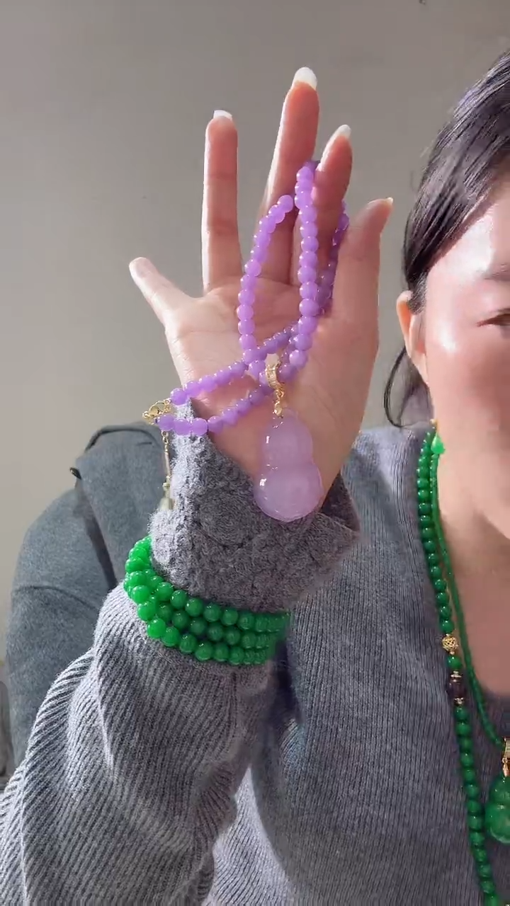 颈饰未镶嵌翡翠6紫项链一套