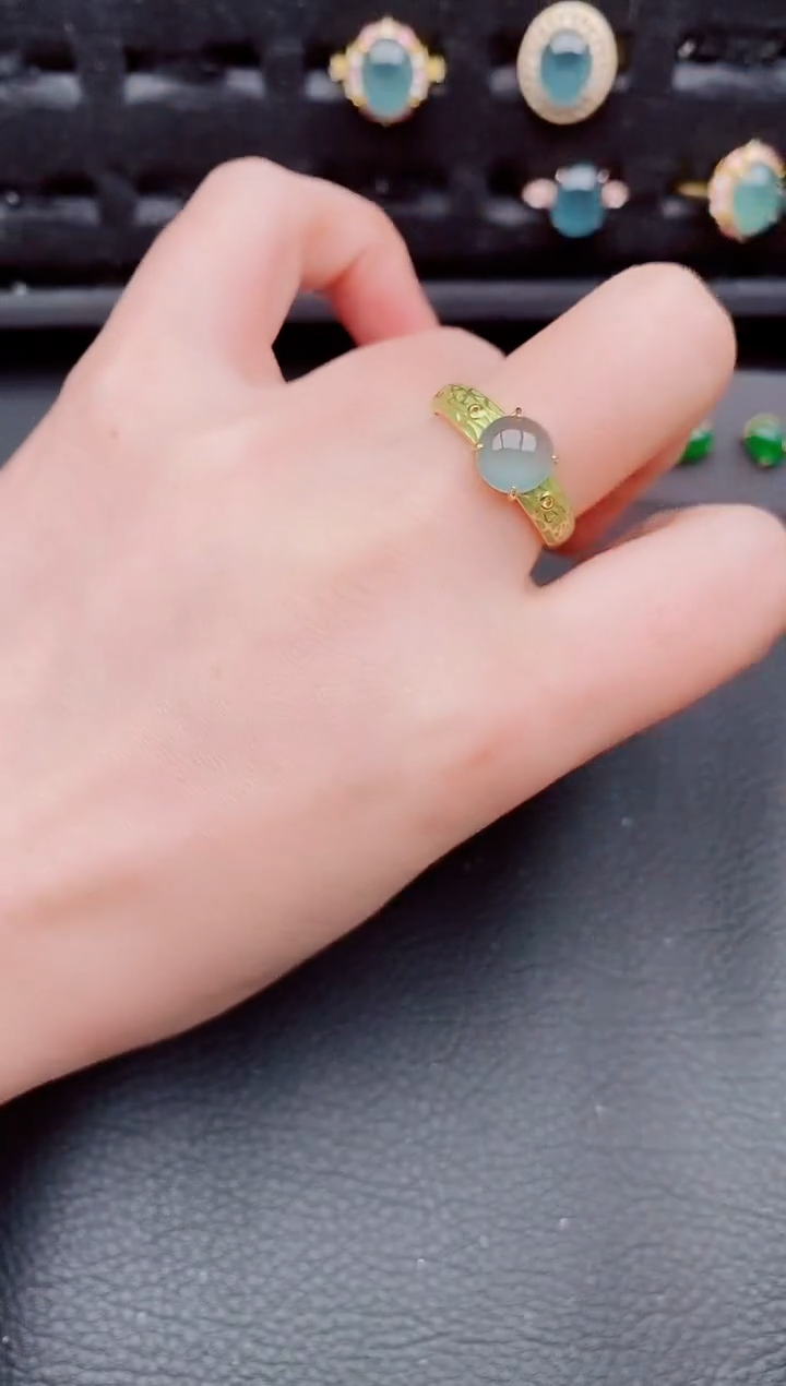 【闪购商品】翡翠戒指银S925镶嵌天然a货翡翠819