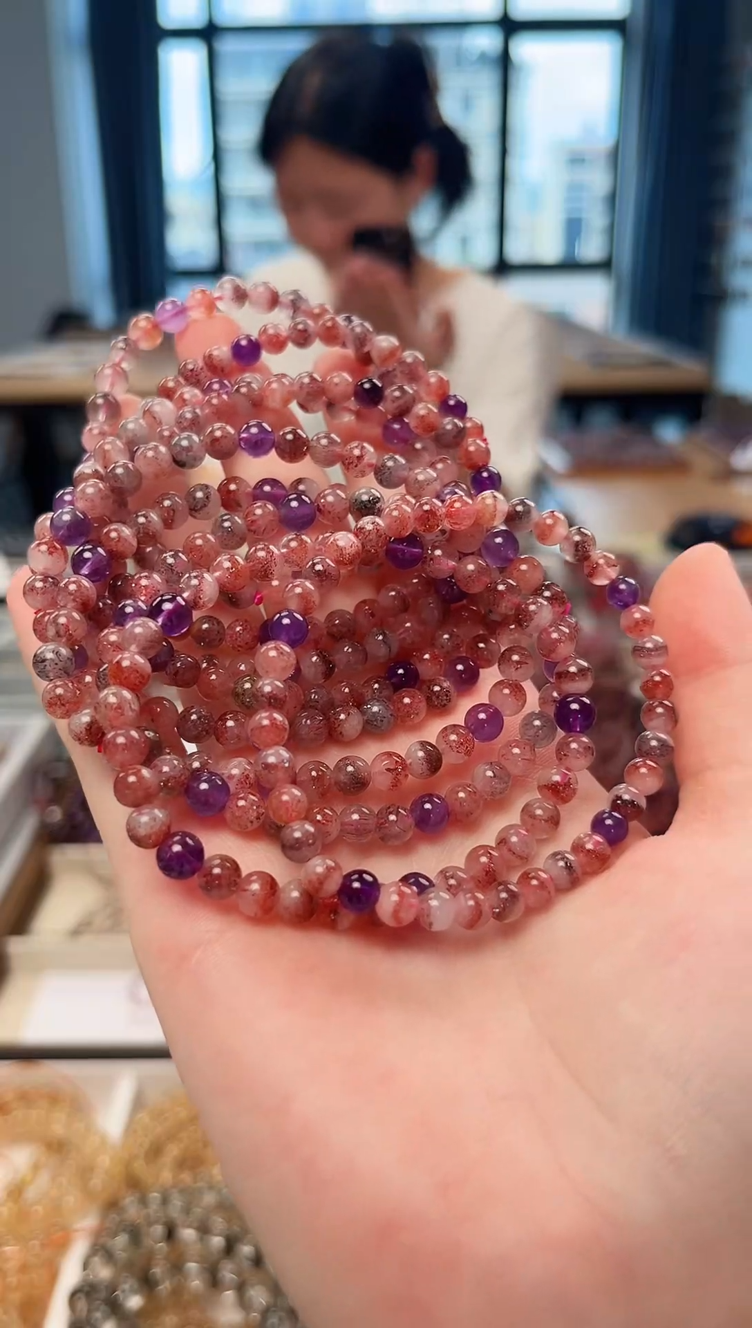 未镶嵌手串水晶金草莓超七单圈手串5mm（多样式发货）