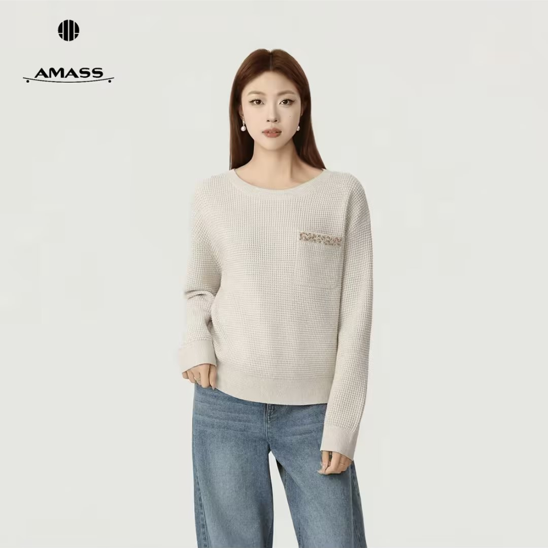 AMASS/阿玛施⌈ 冬日恋岛⌋ 秋冬新款潮牌松弛感亮片针织衫 538112