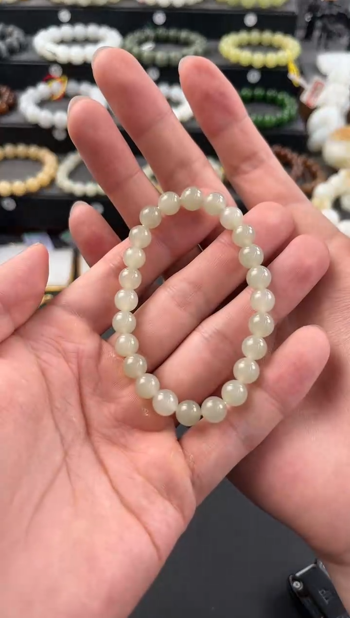 手串未镶嵌和田玉女神福利且末青白手串卡8微色差