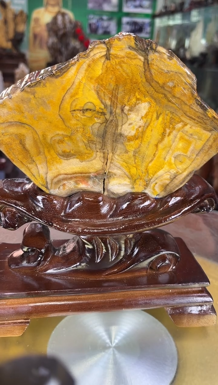 缅甸天然树化玉摆件