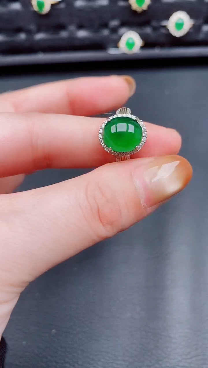 【闪购商品】翡翠戒指银S925镶嵌天然a货翡翠227