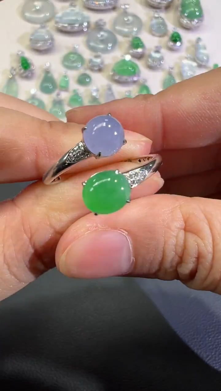 18K金镶嵌戒指翡翠B327|3980