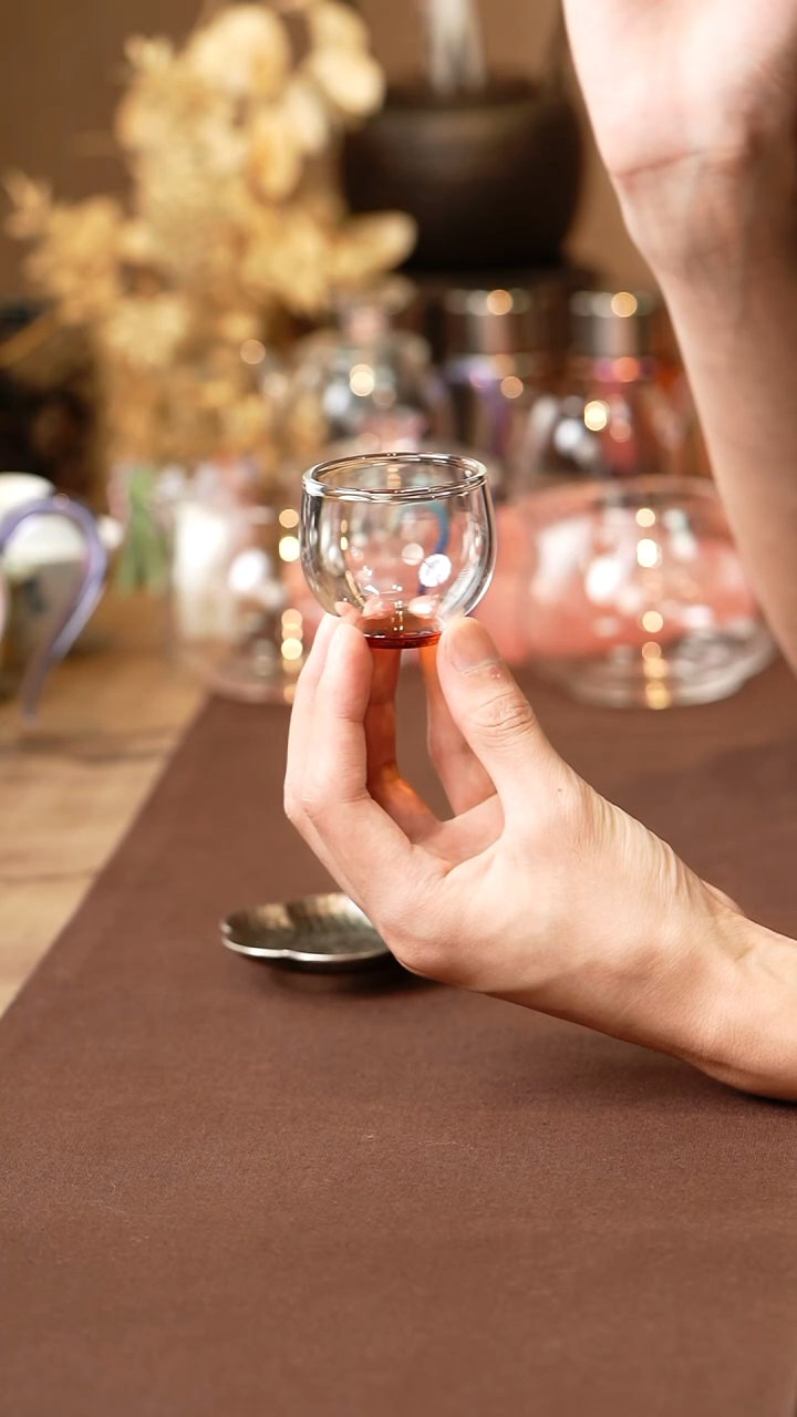 暗香疏影/圆融杯/手工彩璃窨底/琥珀
