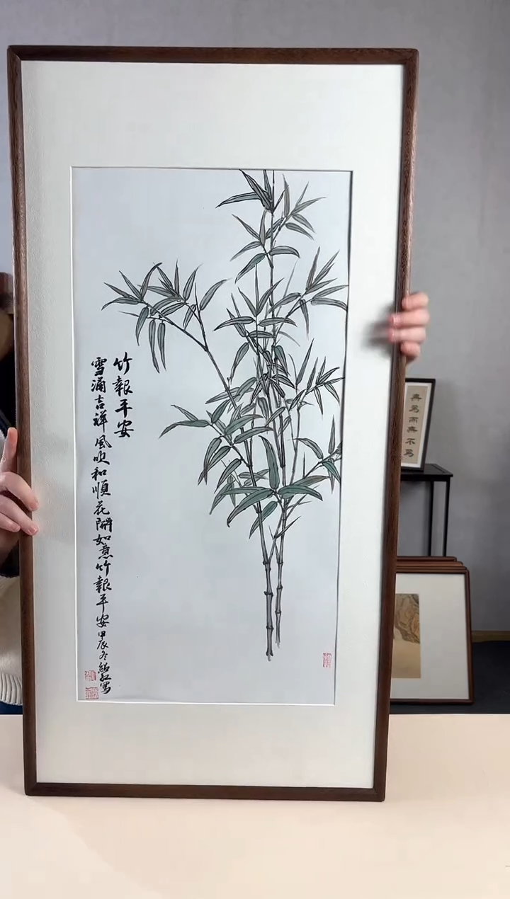 【闪购商品】国画手绘*竹子*47*92cm实木框