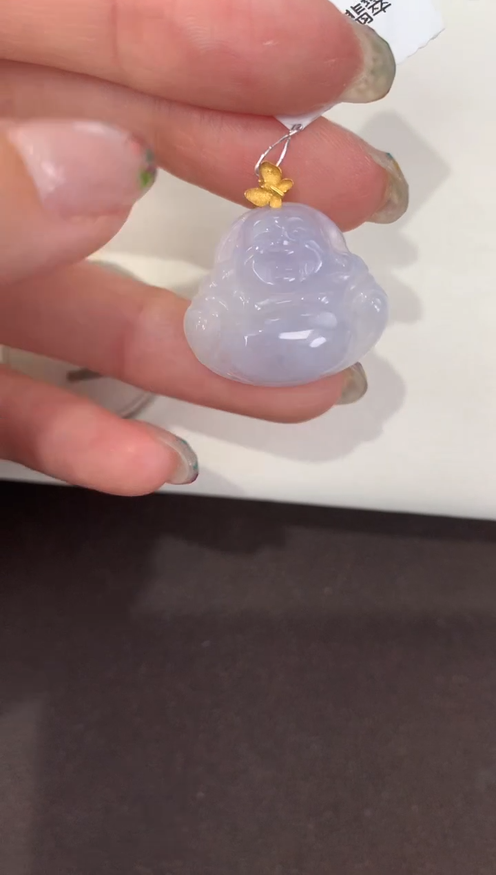 颈饰18K金镶嵌翡翠天然缅甸A货翡翠