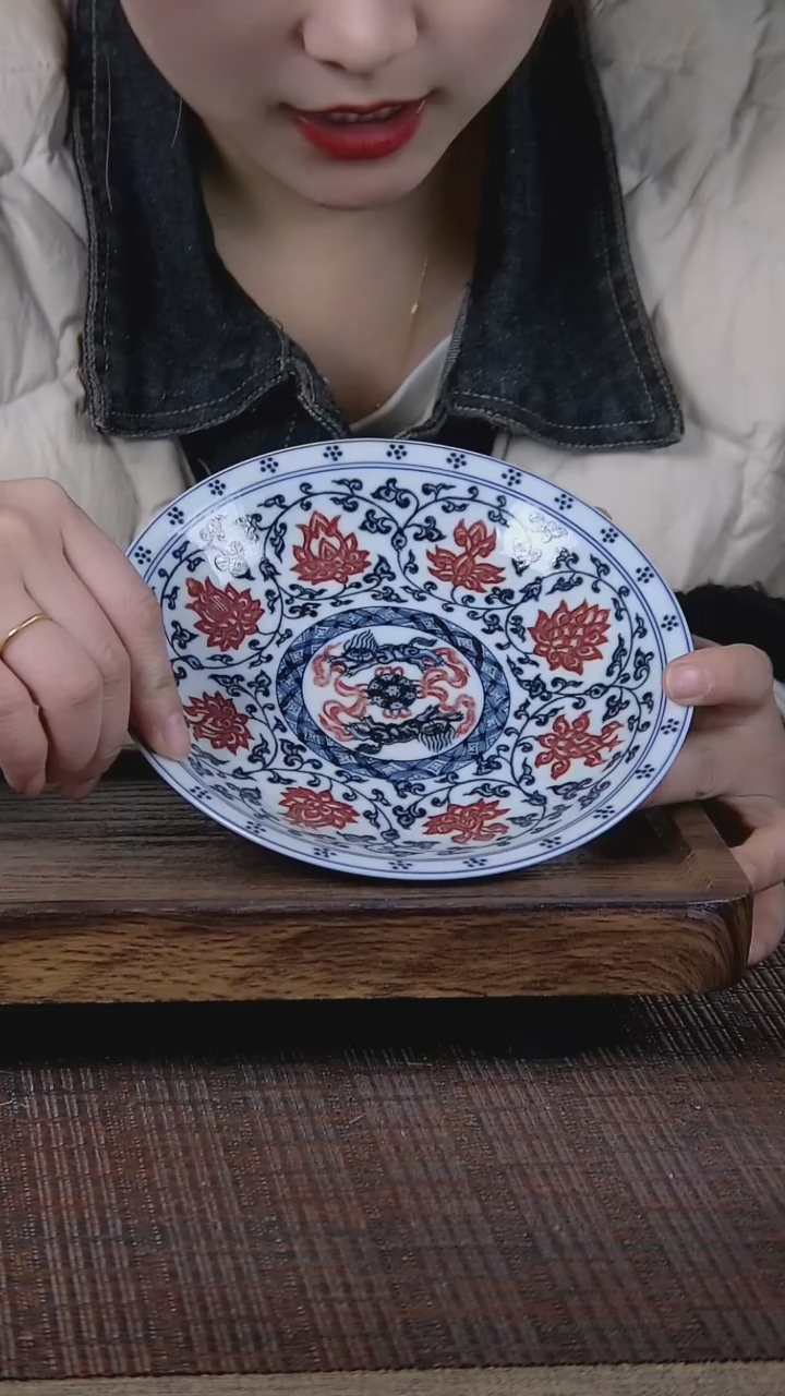 【闪购商品】折葵非器手工手绘青花釉里红缠枝壶承