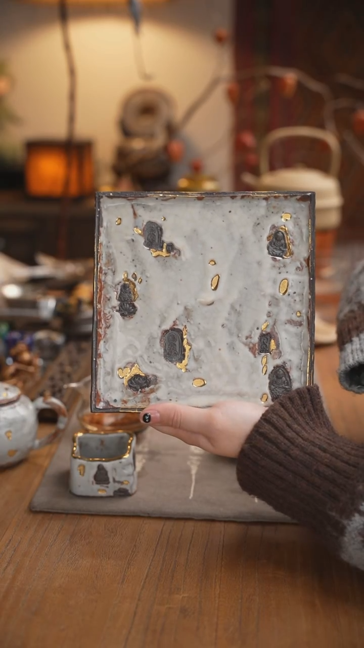 高越志野釉佛窟壶承