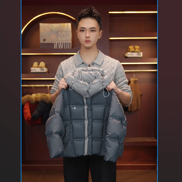 儿童白鸭绒羽绒服冬季新款中大童保暖灰色羽绒服外套连帽加厚
