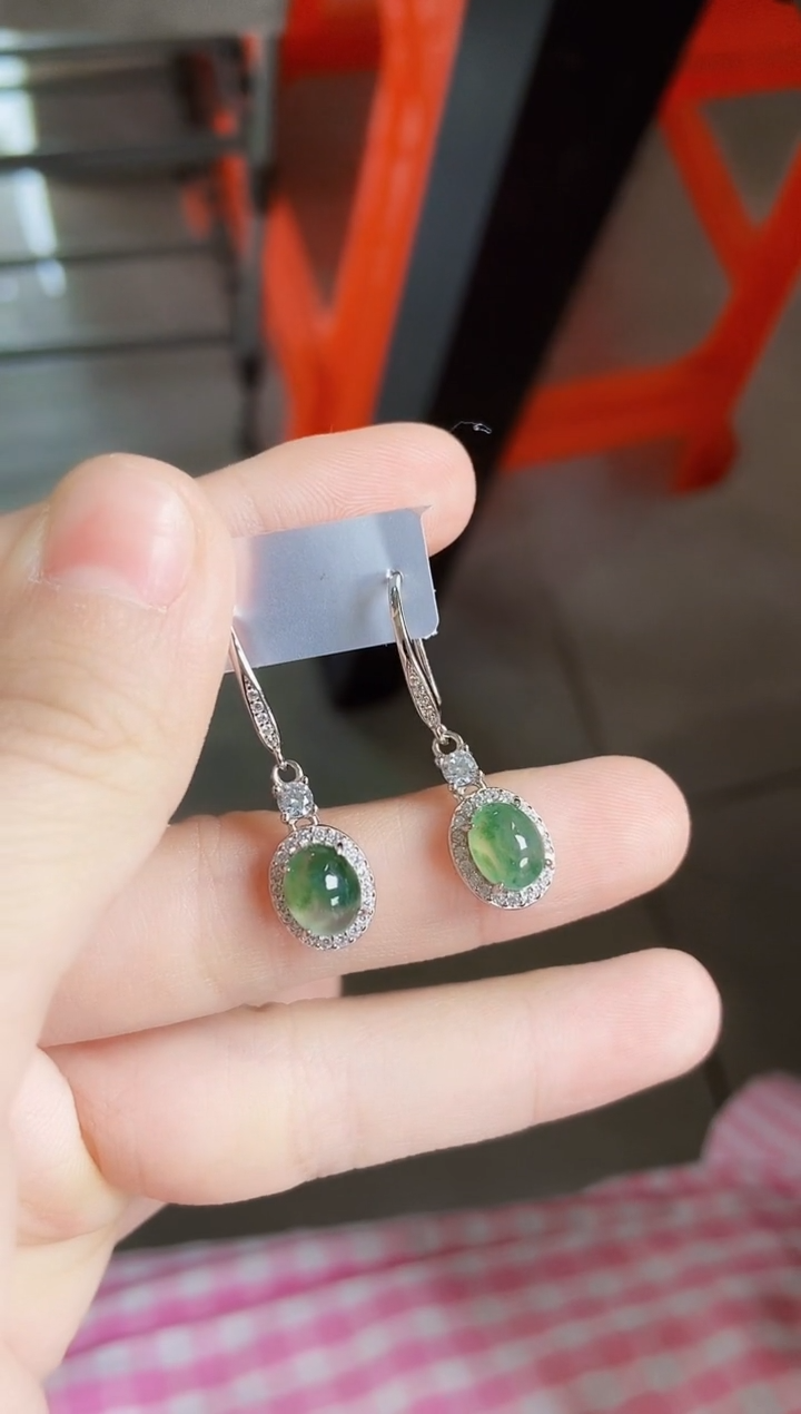 【闪购商品】翡翠银S925镶嵌耳饰5665464