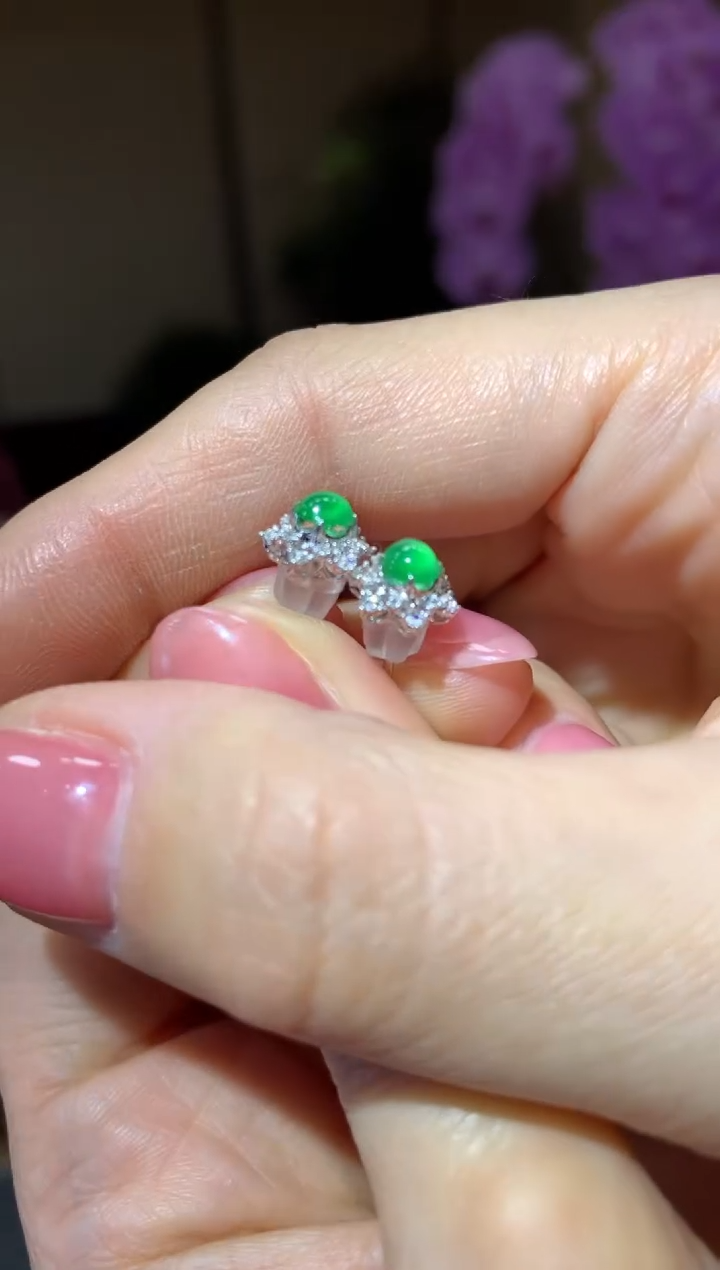 【闪购商品】翡翠耳饰18K金镶嵌|不退不换