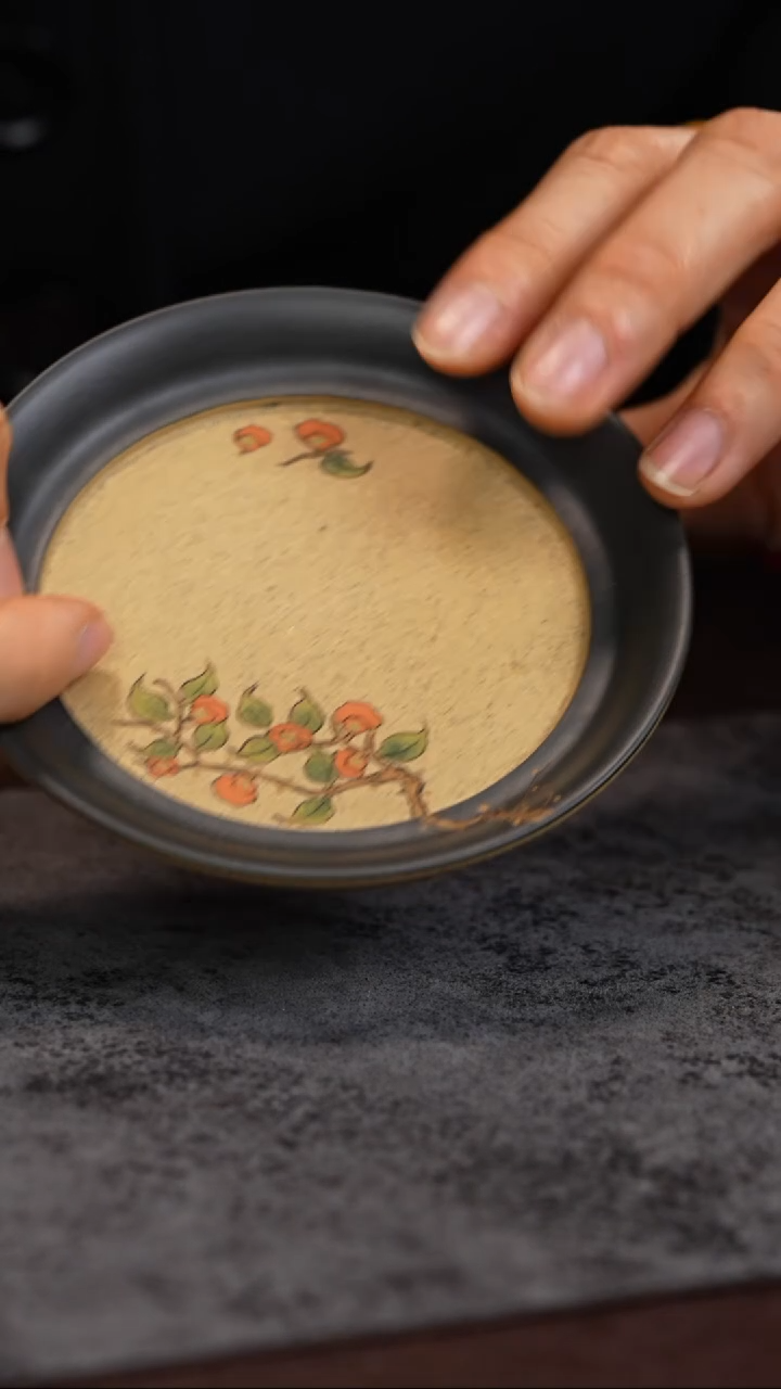 【闪购商品】紫砂茶杯柿柿如意杯垫 段泥 绿泥