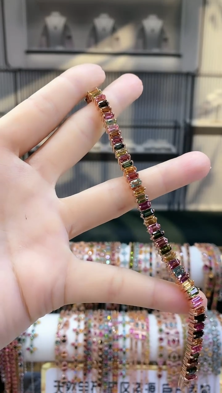 银S925镶嵌手链碧玺▫*6666666666