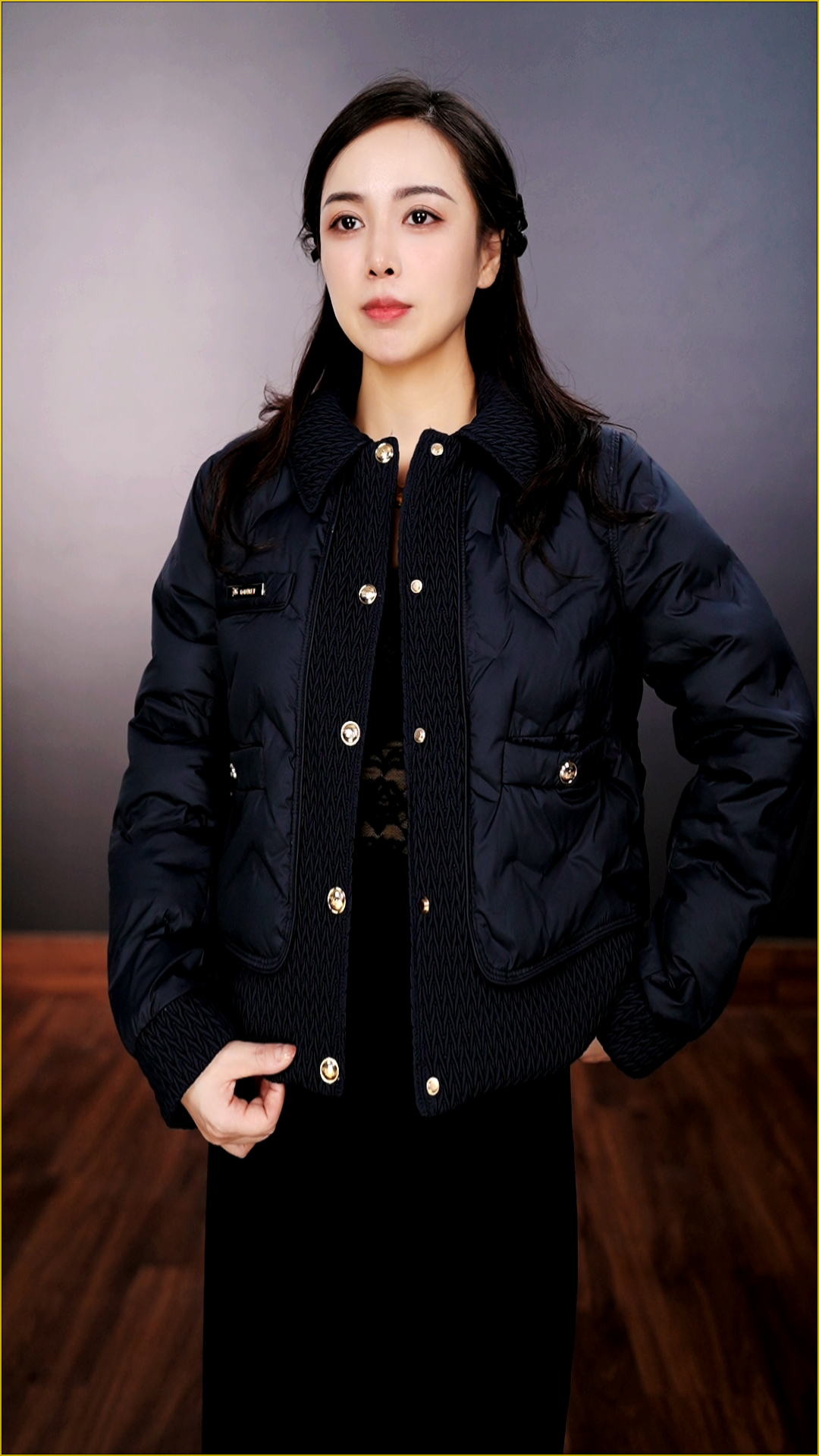 高级感小香风针织拼接翻领金扣显瘦外套（DO58/雨/萍/怡）