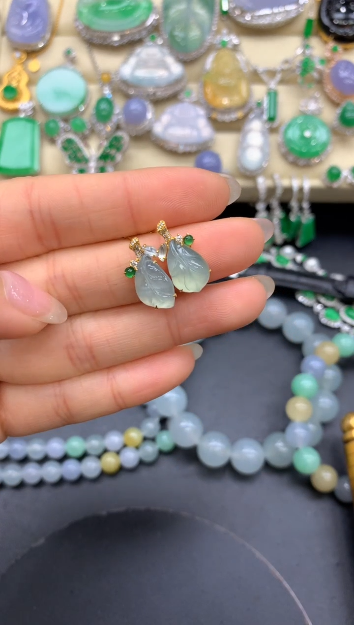 【闪购商品】翡翠耳饰18K金镶嵌122-中国好珍宝