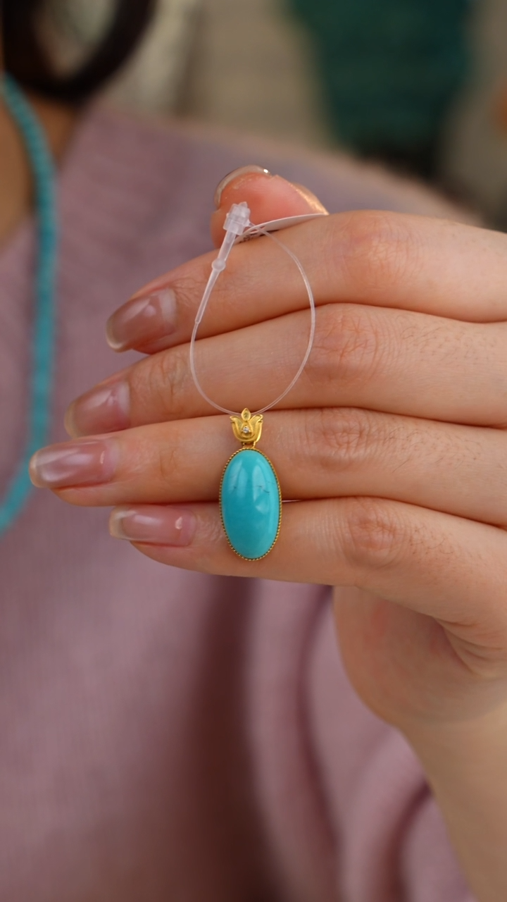 【闪购商品】绿松石吊坠(不含链)18K金镶嵌1