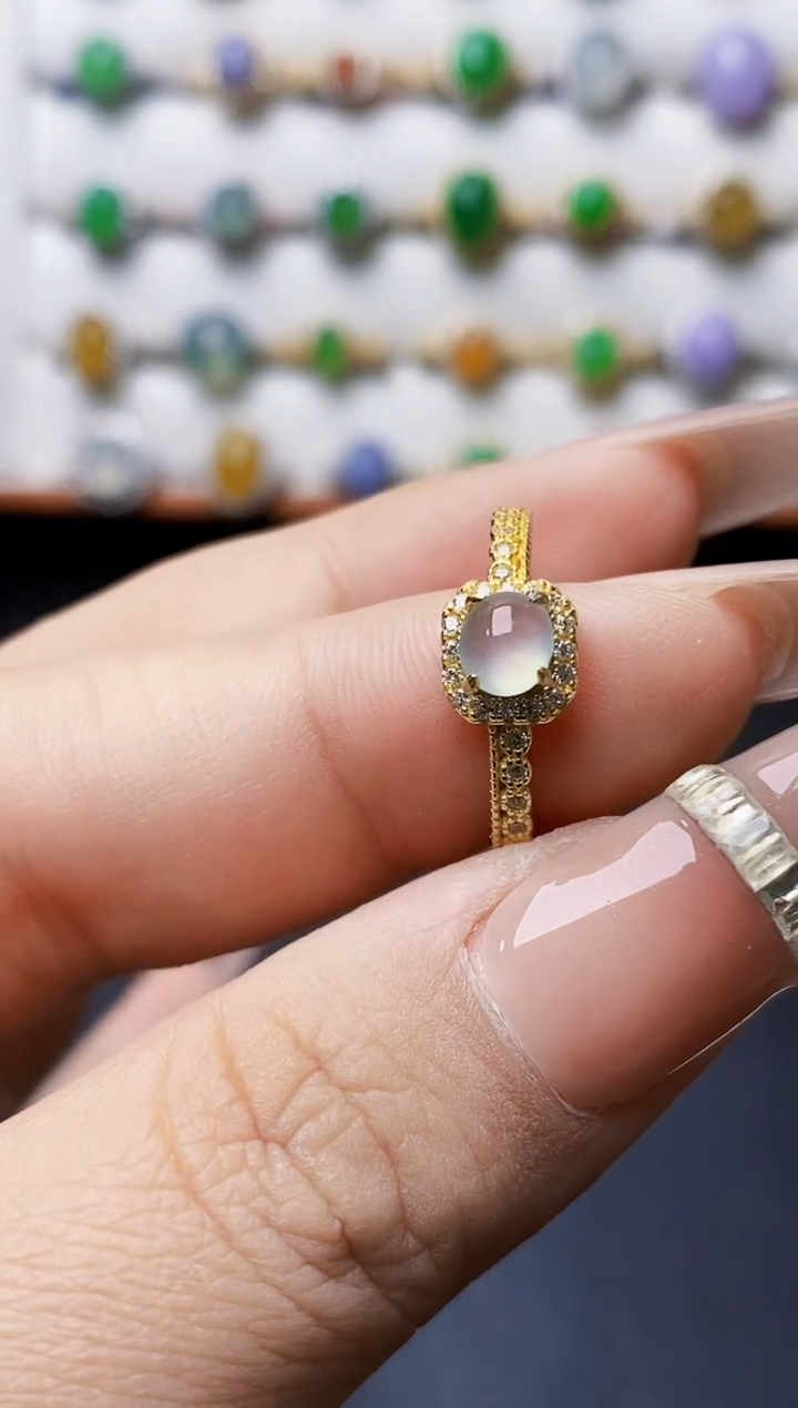 银S925镶嵌戒指翡翠0332