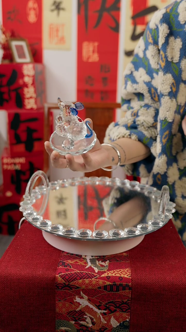 【闪购商品】琉璃拉丝蓝底鼠摆件