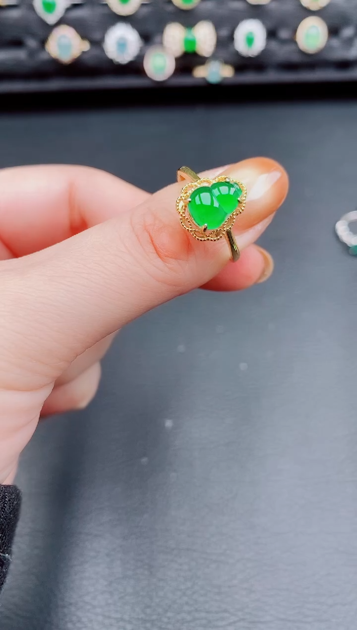 【闪购商品】翡翠戒指银S925镶嵌天然a货翡翠69