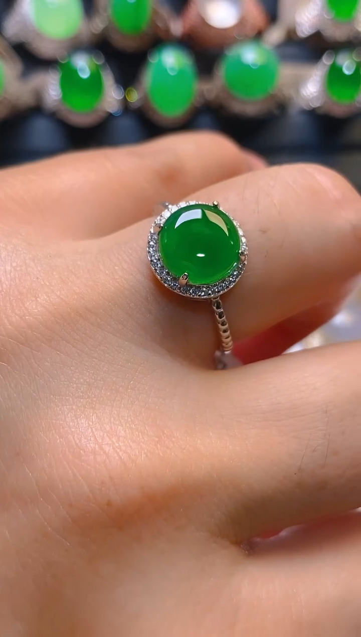 【闪购商品】翡翠耳饰银S925镶嵌天然A货翡翠1