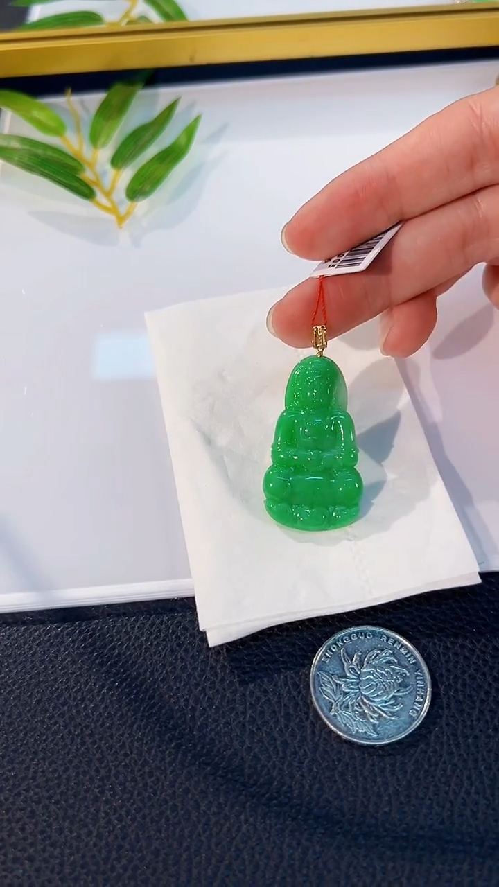 翡翠18K金镶嵌颈饰缅料A货/支持复检/一件