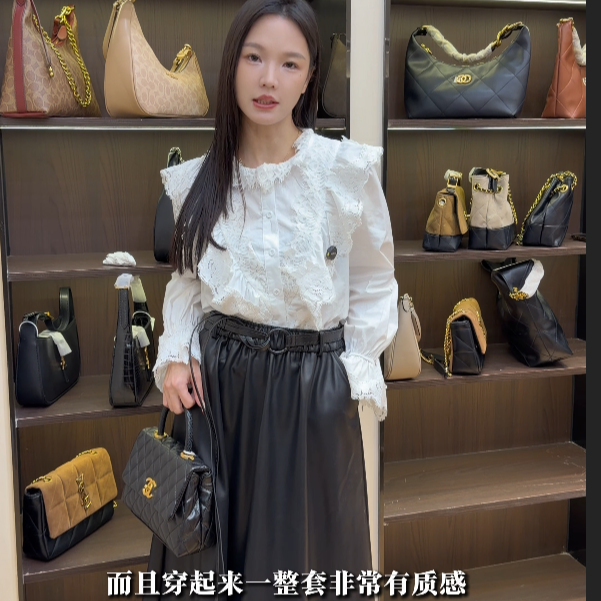 8935气质荷叶边长袖刺绣常规款衬衫蕾丝秋季上衣打底小众蕾丝衬衫