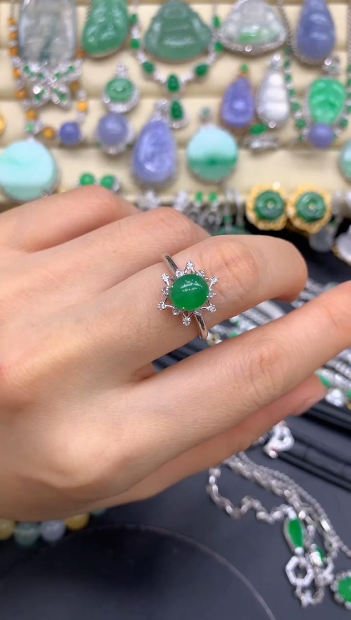 【闪购商品】翡翠戒指18K金镶嵌350-中国好珍宝