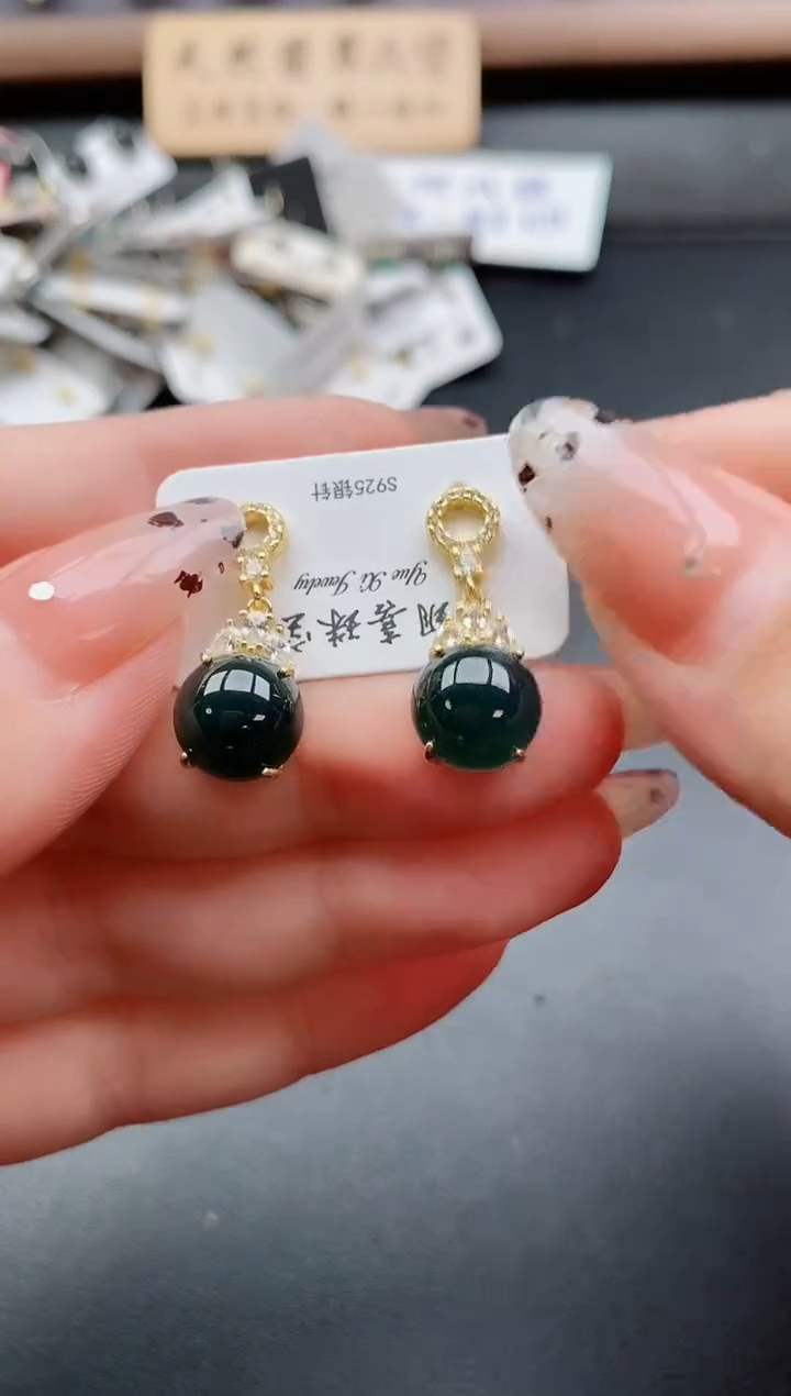 银S925镶嵌戒指翡翠1