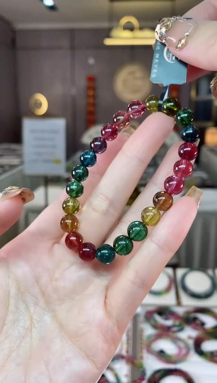 【闪购商品】碧玺收藏级单圈手串8mm+未镶嵌一物一证dan