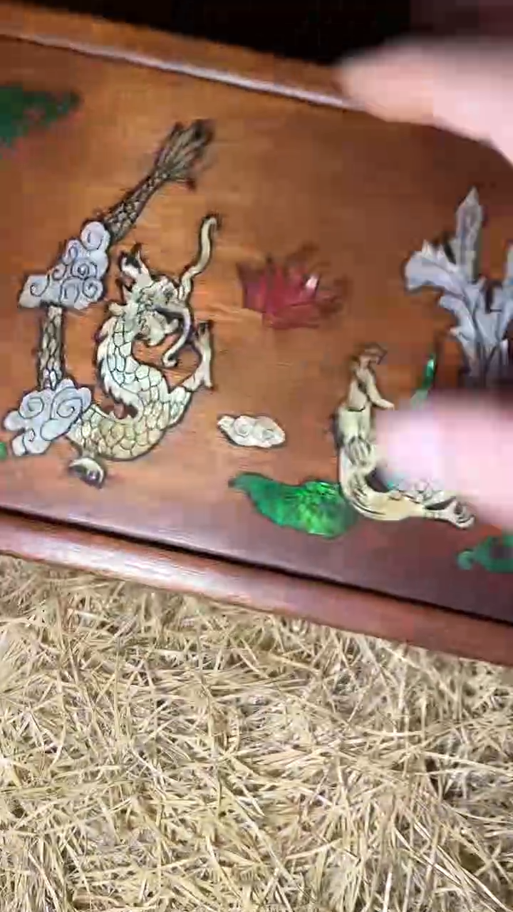 香榧木摆件---------（墨序甄选）龙凤木盒