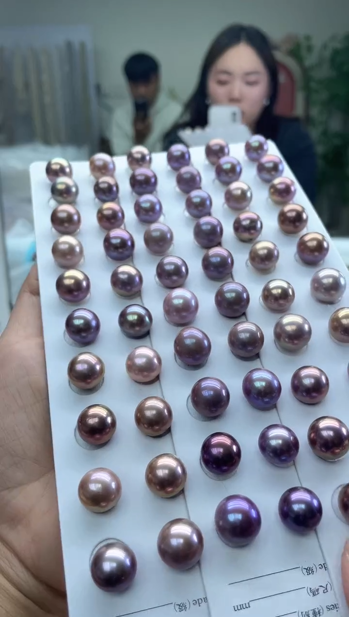 未镶嵌吊坠，耳饰淡水珍珠紫色系13mm(多样性发一）