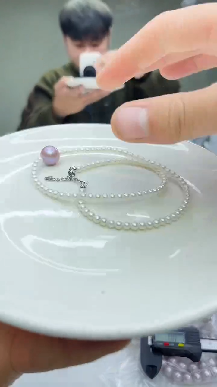 未镶嵌项链淡水珍珠白色系设计款项链