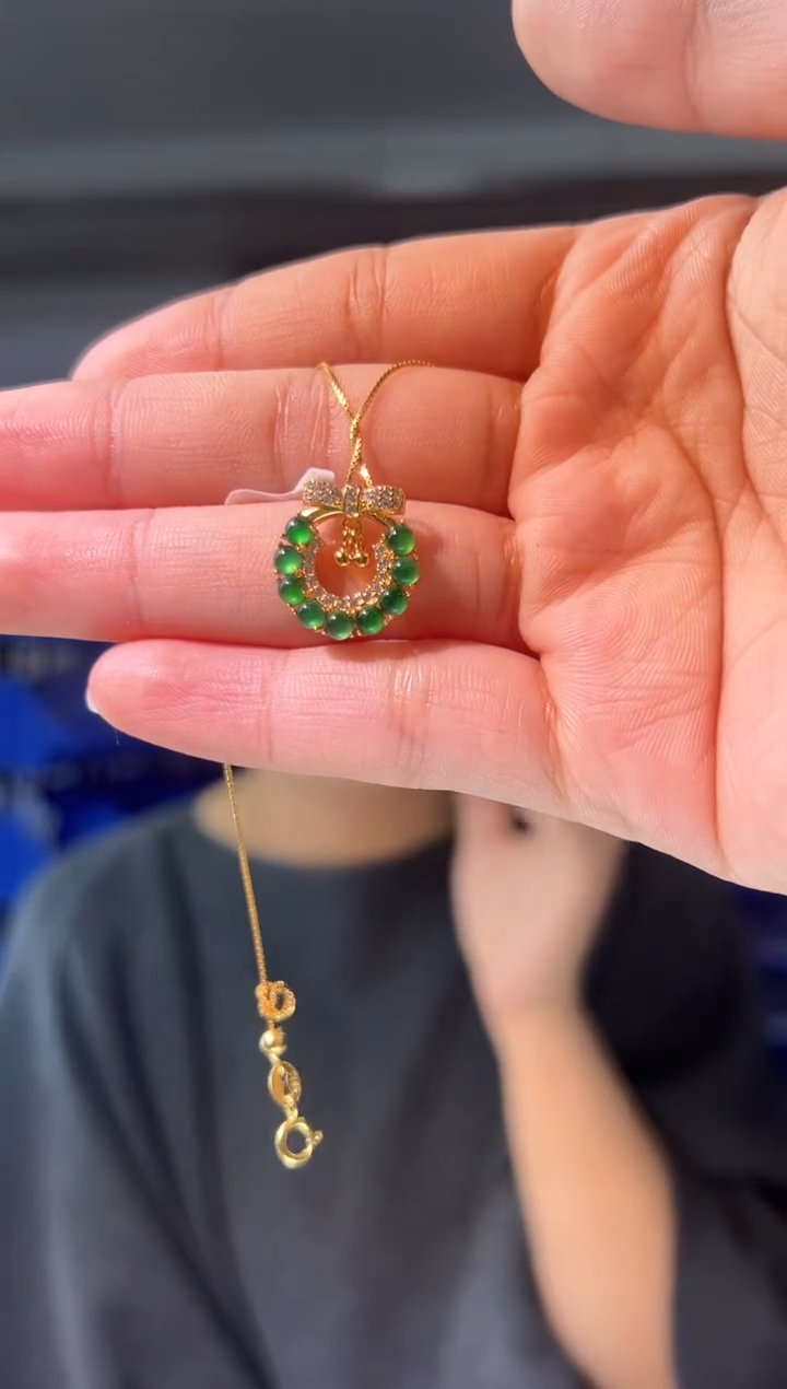 【闪购商品】翡翠吊坠(赠链)银S925镶嵌翡翠吊坠+赠链