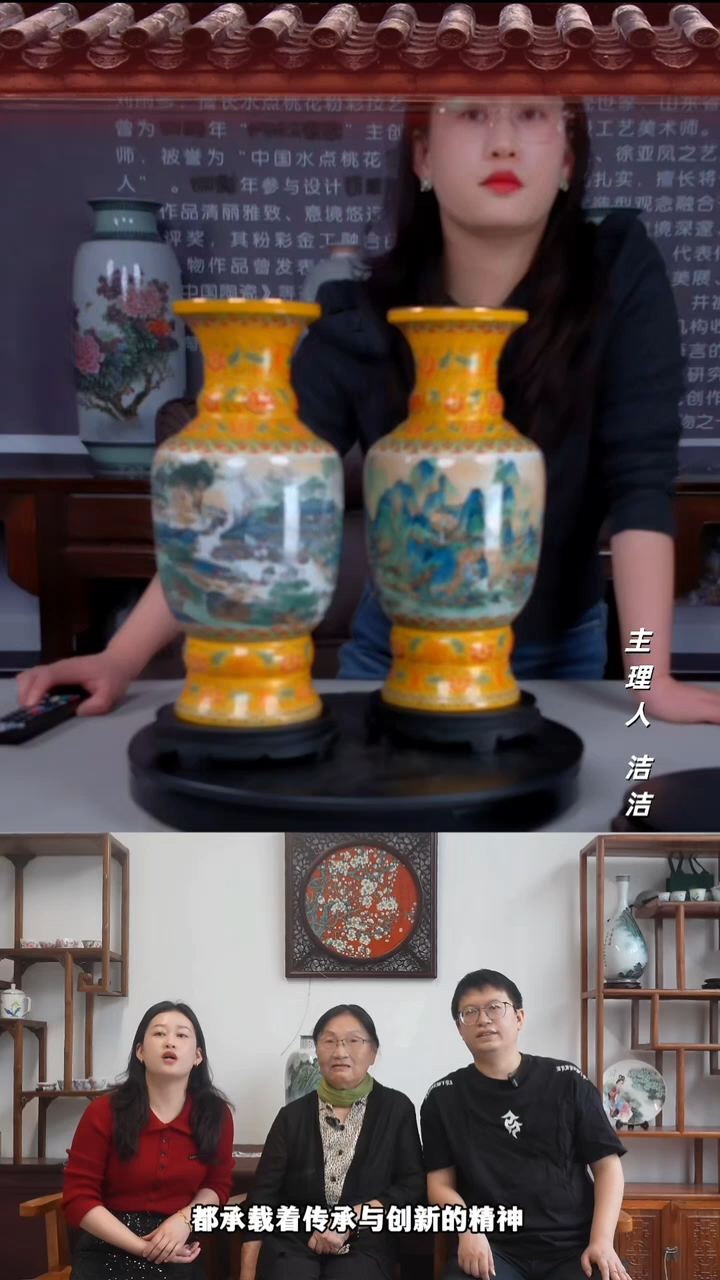 瓷片景德镇陶瓷国宝双绝传世尊对瓶