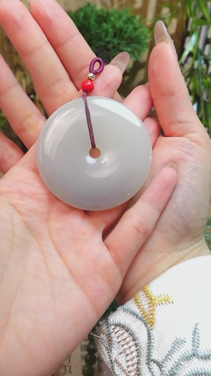 【闪购商品】和田玉吊坠(不含链)未镶嵌青海烟紫平安扣