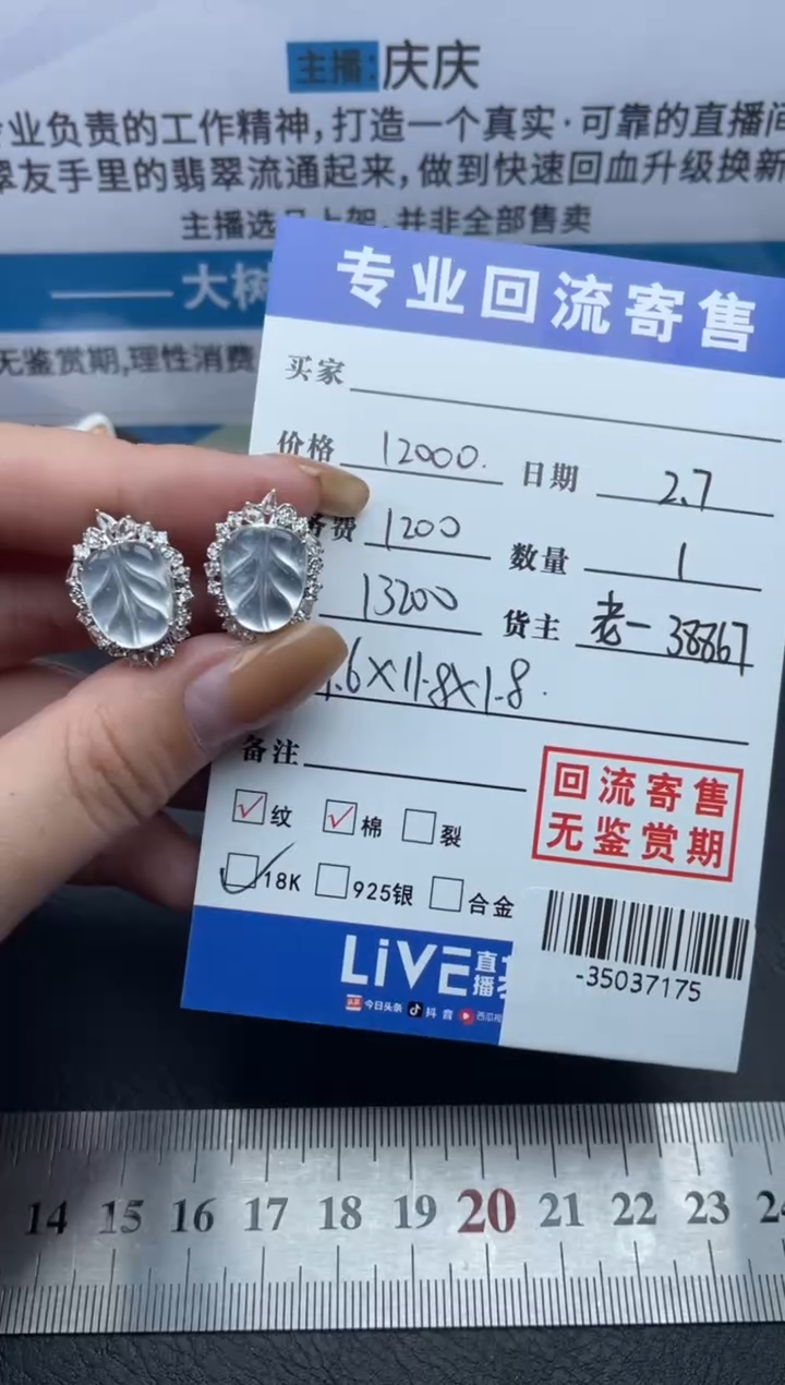 【闪购商品】翡翠耳饰18K金镶嵌多人-35037175