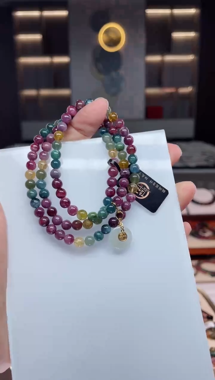 未镶嵌老矿碧玺三圈手串5mm+碧玺（多样性发一条）Q