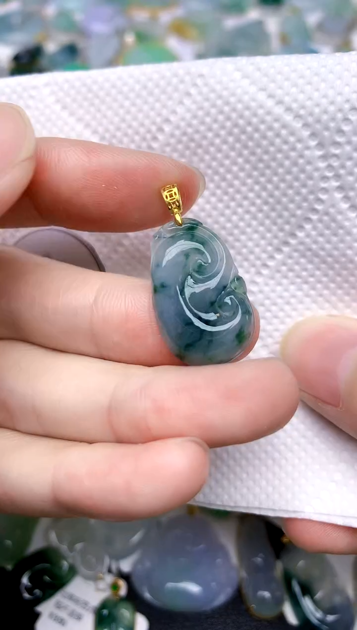 颈饰银S925镶嵌翡翠天然A货翡翠