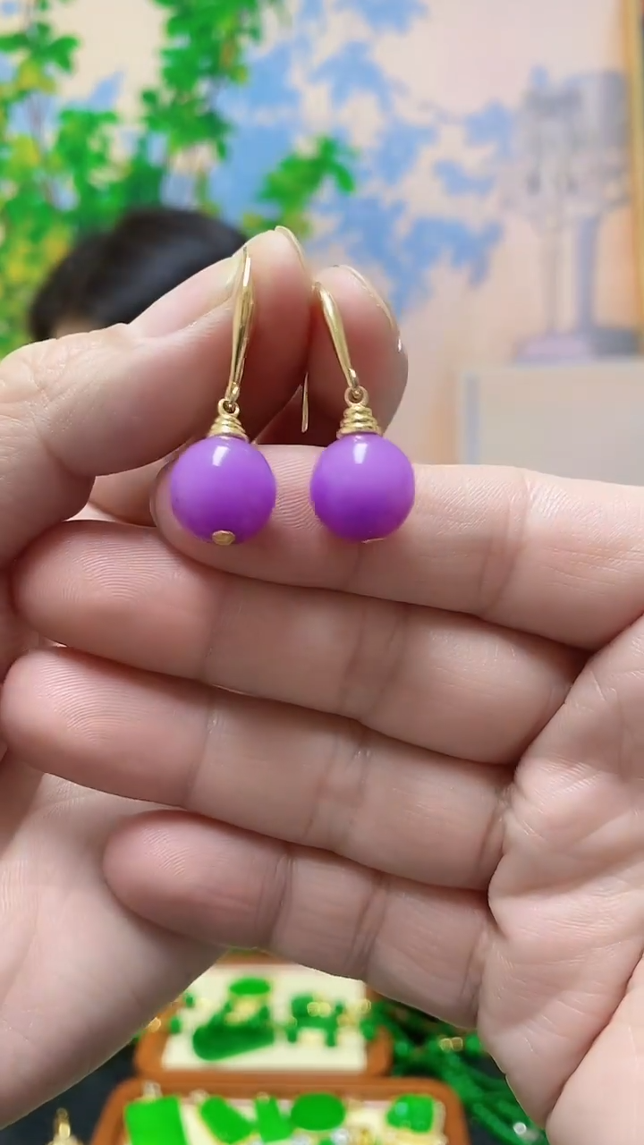 【闪购商品】翡翠耳饰14K金镶嵌翡翠耳垢